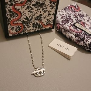GUCCI 925 silver double gg toggle necklace "Britt"